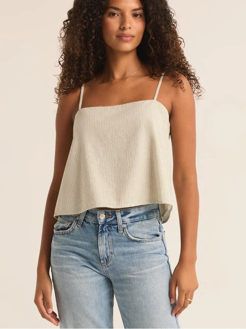 Z Supply Ballast Casita Stripe Tank Sandstone Linen Blend Size Medium NWT New